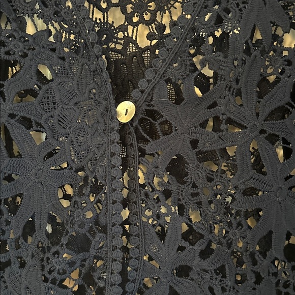 NWT Women’s Rabbit Rabbit Rabbit Midnight Blue Lace Crochet Cardigan Size Medium - Picture 4 of 7